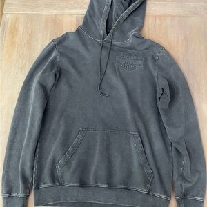 Men's Harley Davidson Distressed Faded Black Hoodie
